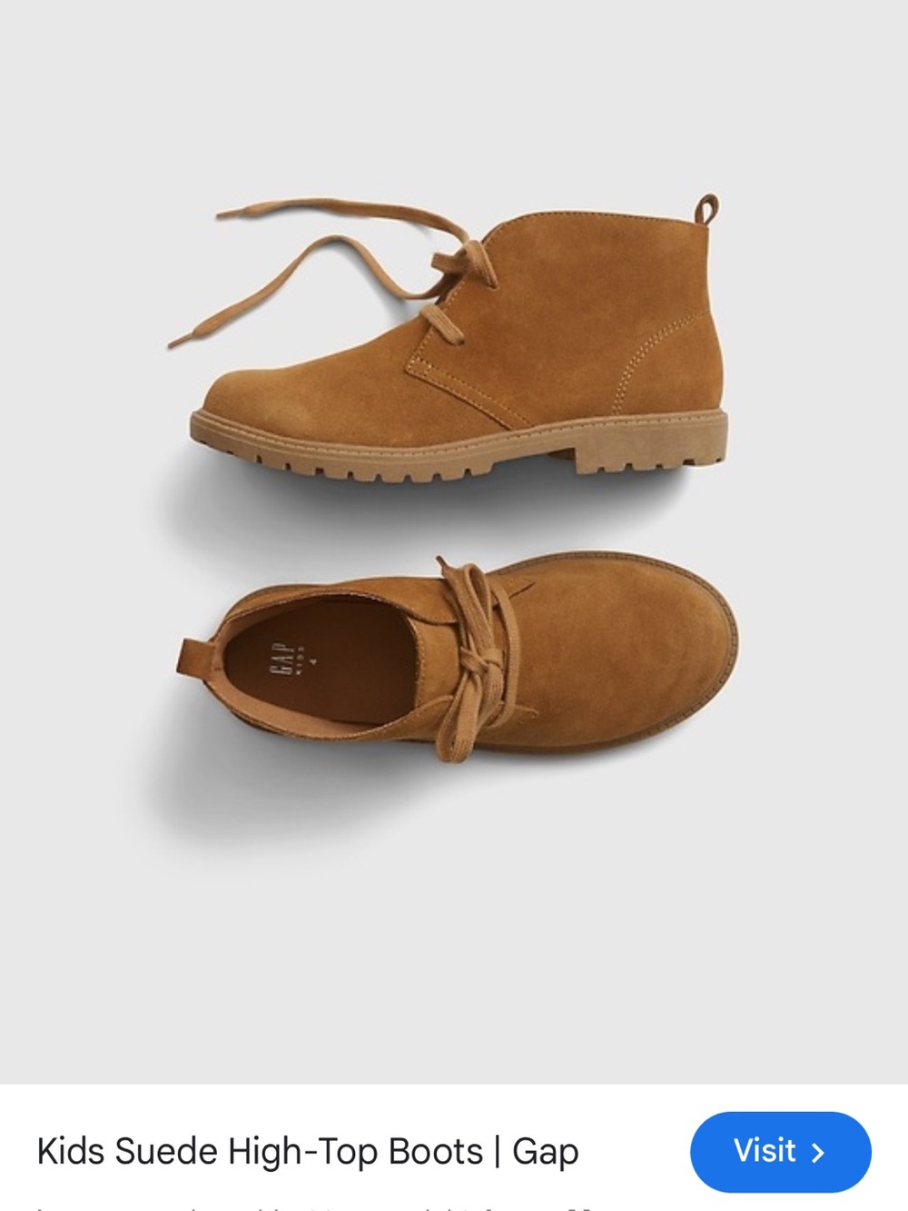 GAP Kids Suede Lace-Up Boots - Brown size 13